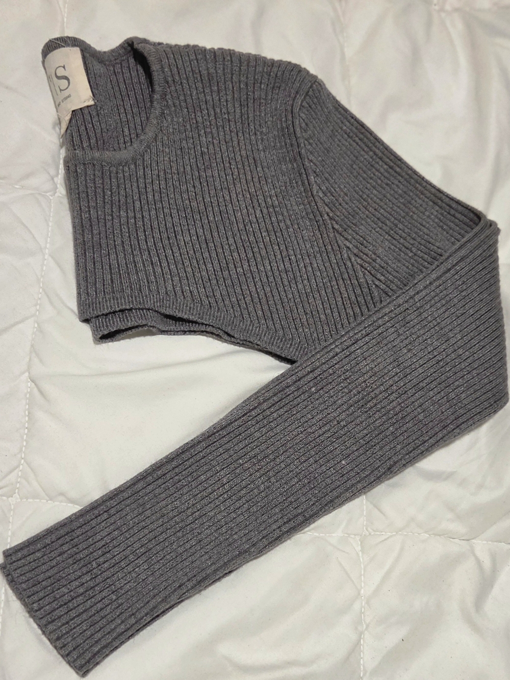 Kids Ribbed Knit Shrug in Charcoal Gray